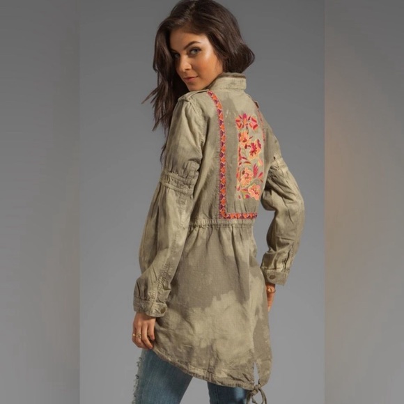 Free People Festival Embroidered Anorak Jacket in Army Combo Size 6 - Picture 3 of 6